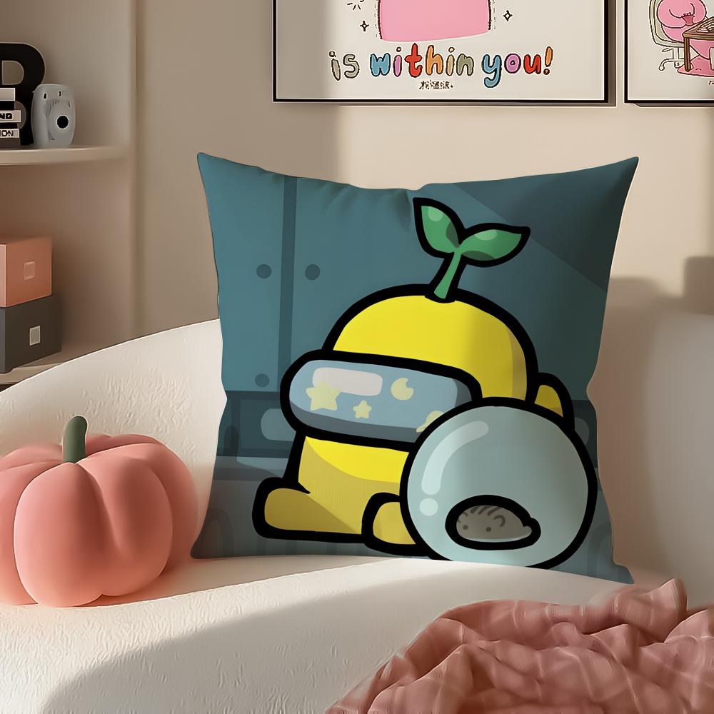 Fun Deduction Party Board Game AAmong Us Cushion Cover Pillowcase Short Plush Invisible Zipper Room Sofa Cushion Cover