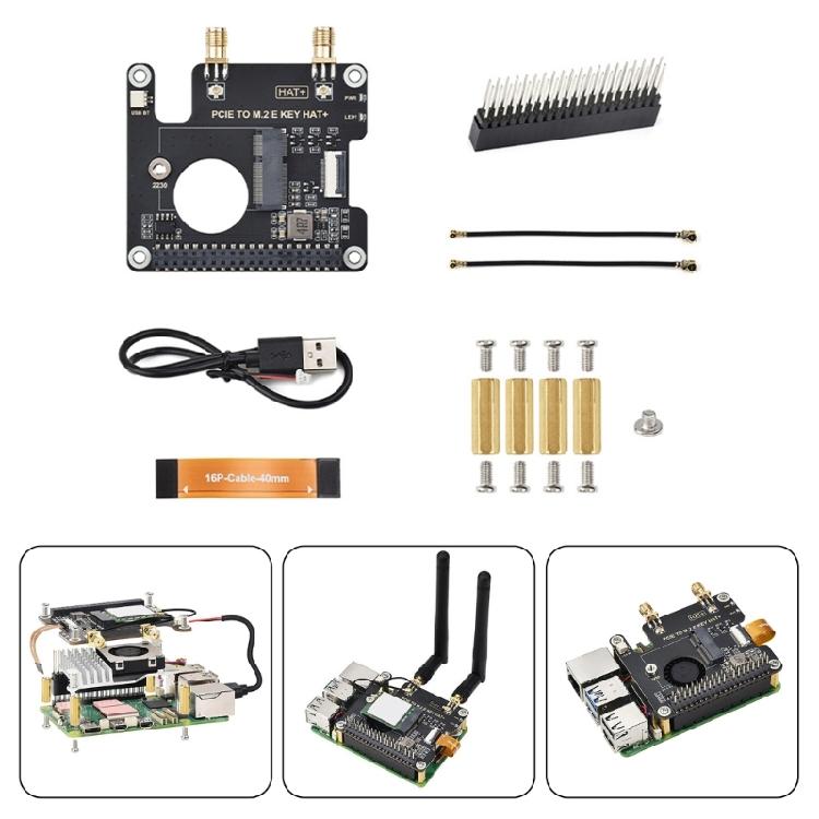 PCIe To M.2 E Key HAT+ Adapter Card Support For Pi 5 Expansion Board Various Wireless Cards Support WIFI5 Wifi6e