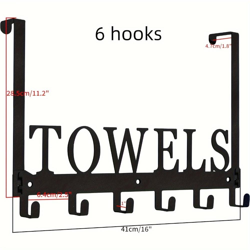 Heavy Duty Over Door Towel Rack 5/6/8 Hooks No Drilling, Black Metal Wall Mounted Organizer for Bathroom Kitchen Bedroom, Space Saving