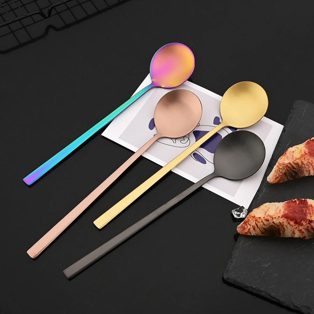 Matná sada příborů z nerezové oceli Sushi tyčinky Večeřové lžíce Sada 8 ks Nádobí Korejské hůlky Dezertní lžíce Sada příborů