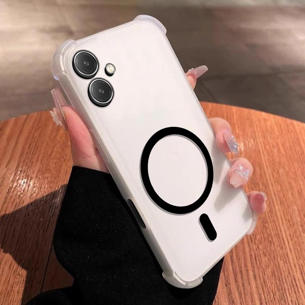 Case for Samsung Galaxy A07,A06 5G,A06 4G,A05 Cute Airbag Corner Pastel Matte Magnetic Casing Semi Shockproof Phone Cover