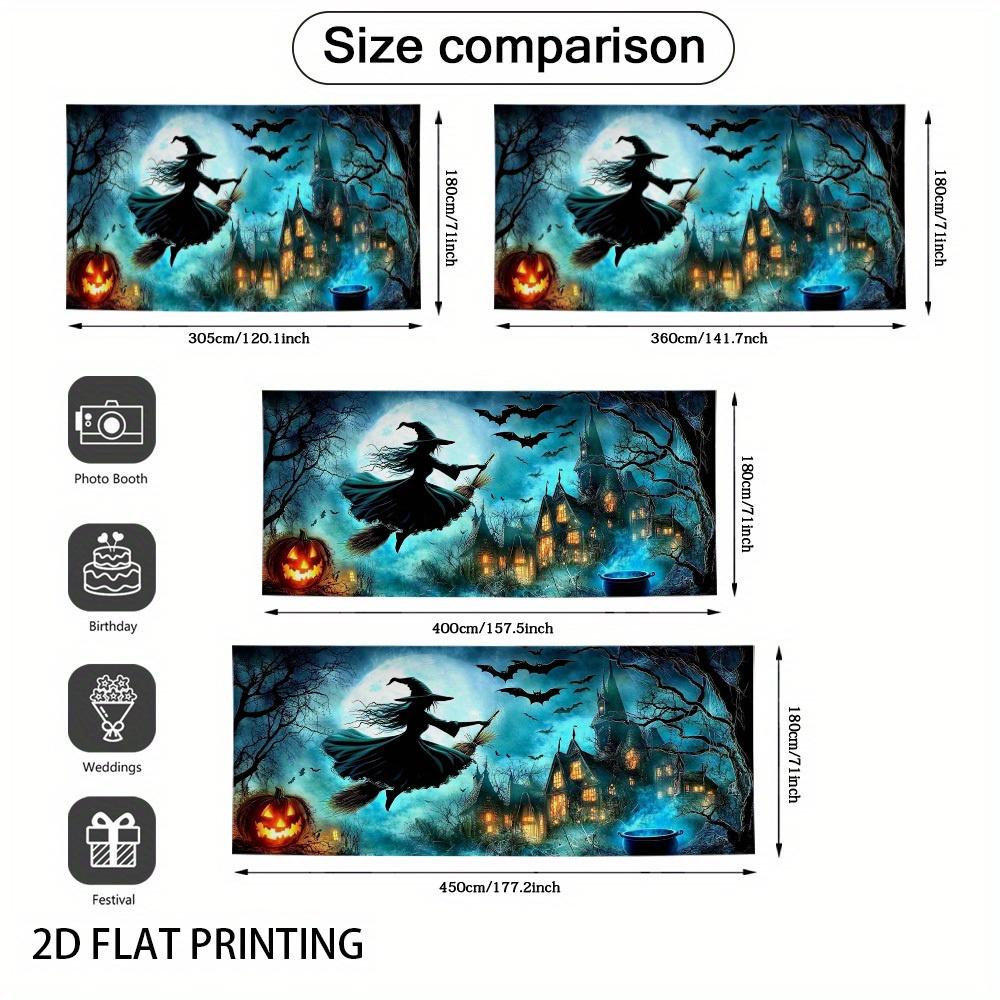 A 2D flat banner depicting a Halloween witch flying at night, perfect for decorating your garage door.zyc