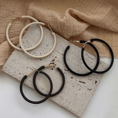 Vintage Leather Wrapped Earrings, Geometric Round Earrings, Fashionable And Simple, Versatile Earrings, Niche Design, Earrings, Women