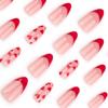 24 sztuki proste nagie różowe walentynki noszenie paznokci francuski czerwony brzeg manicure fałszywe paznokcie czerwony miłość paznokci kawałek