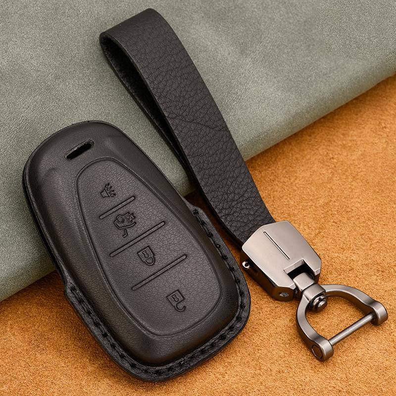 Genuine Leather Key Case Cover Suitable for Chevrolet Tracker Buckle Malibu XL Explorer Volando Pioneer Key Fob Protector