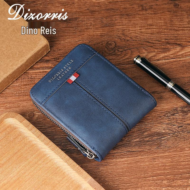 

Мужской ретро кошелек-трифолд на молнии и кошелек для монет, 2024 синий