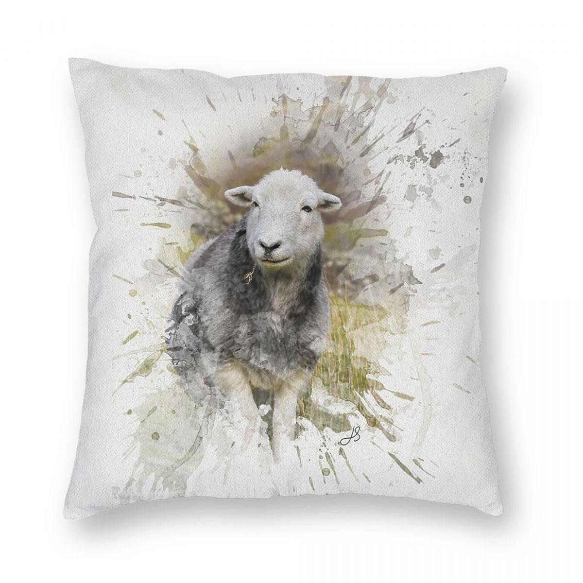 

Herdwick Sheep Square Pillowcase Polyester Linen Velvet Printed Zip Decor Home Cushion Cover 45x45 12x12Inch