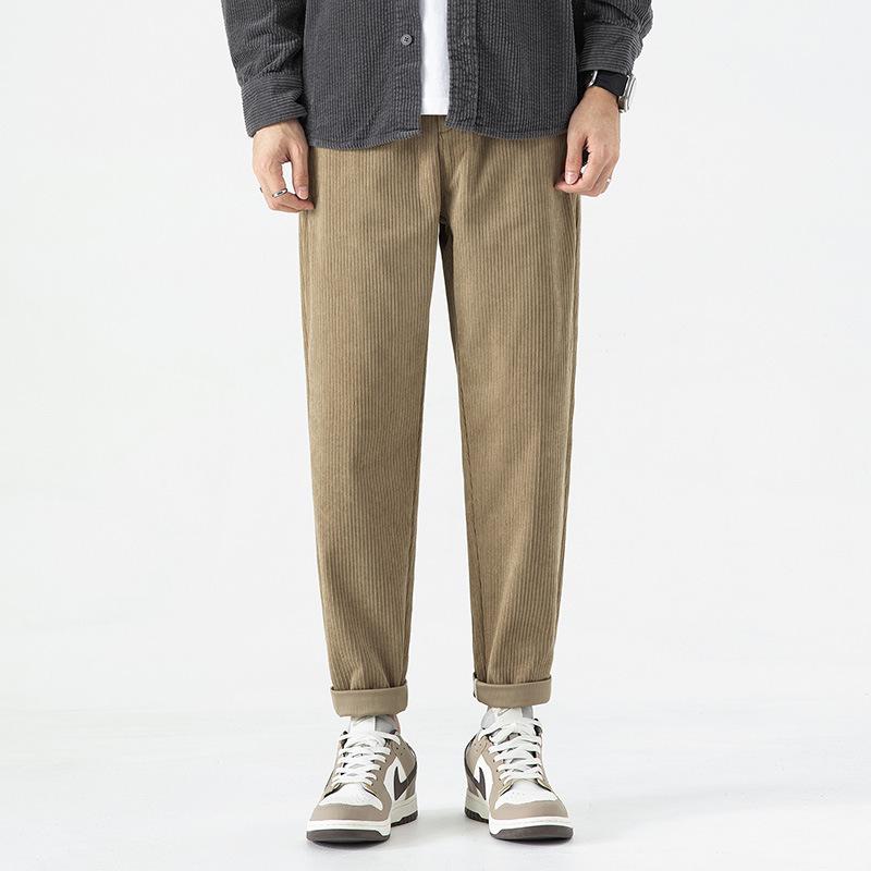 Autumn new corduroy long pants men's trendy brand loose straight casual trousers men's K