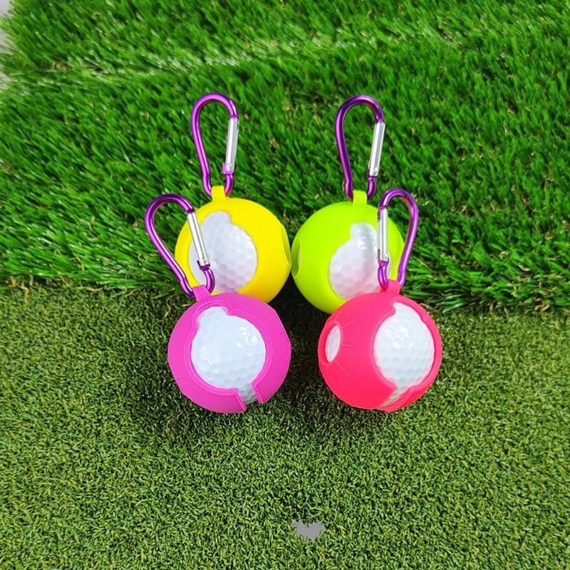 Single Balls Protective Case Golf Balls Protector with Aluminum Hook Golf Balls Sleeve Silicone Golf Balls Clip Holder