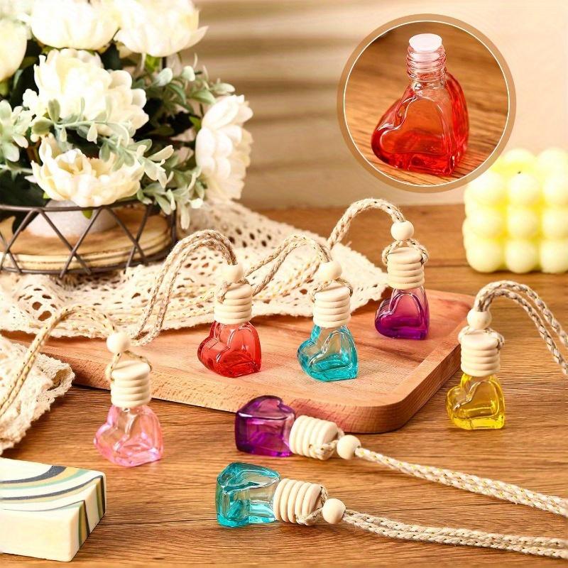 0.2oz Car Aromatherapy Pendant Bottle Heart Design Empty Clear Diffuser Bottle Refillable Essential Oil Hanging Ornament Gift