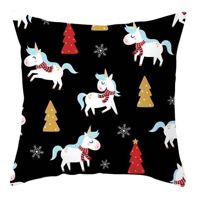 Cartoon Christmas Dog Car Pattern Pillow Case Festive Home Decoration Office Car Cushion Pillow Case