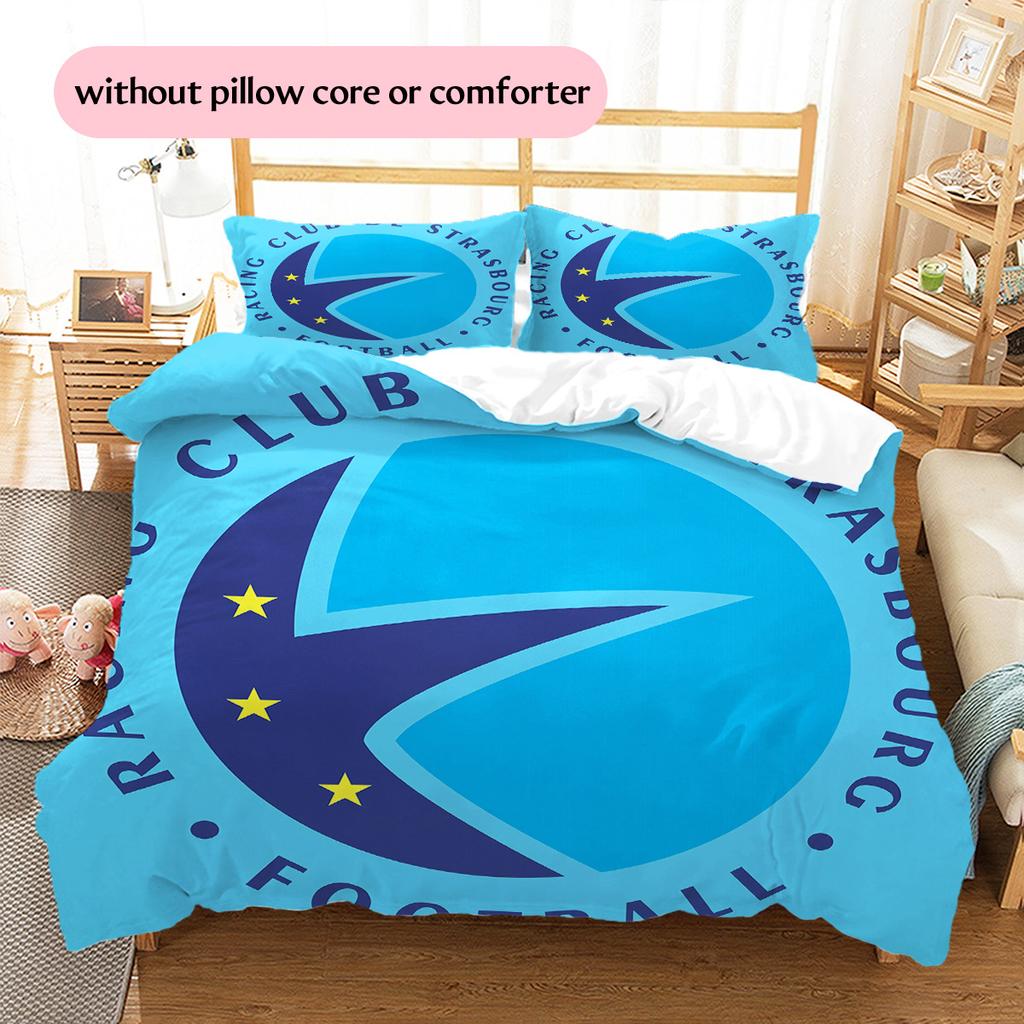 Set Copripiumino Trapuntato con Fantasia RC Strasbourg Alsace Decorazione per la Casa Regalo (1 * copripiumino + 2 * federe senza imbottitura)