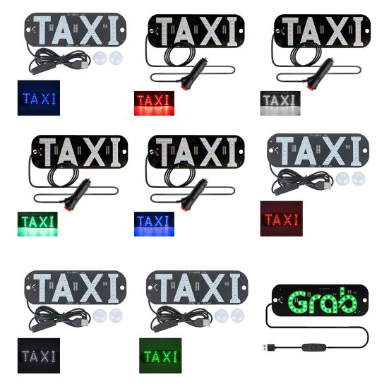 LED Indicator Light Waterproof Taxi Sign Lamp with USB Power Car Windshield Light Stickers for Ride-Hailing Cars Grab Taxi