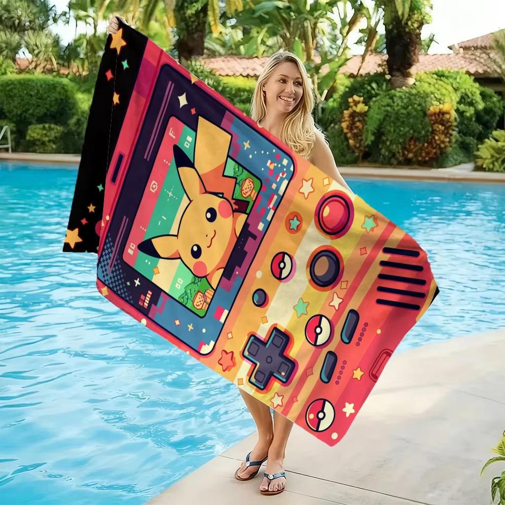 1pc Pokemon Pikachu Beach Towel, Quick-Drying Sand Free Super Absorbent Towel for Beach, Pool, Sport, Yoga, Gym & Home