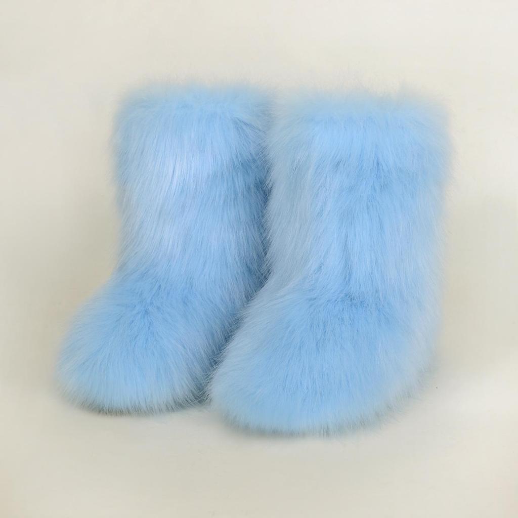 Women's Cross-Border Plush Winter Boots: Warm Short and Mid-Calf Styles with Imitation Fur for Snow.