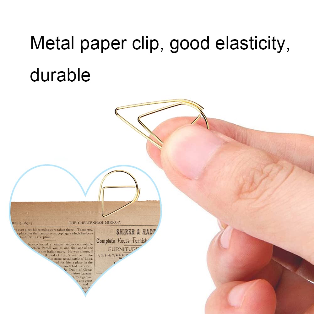 100 små gyllene rostfria vatten droppformade klämmor gem för post-it-lappar foton 15 x 25 mm guld