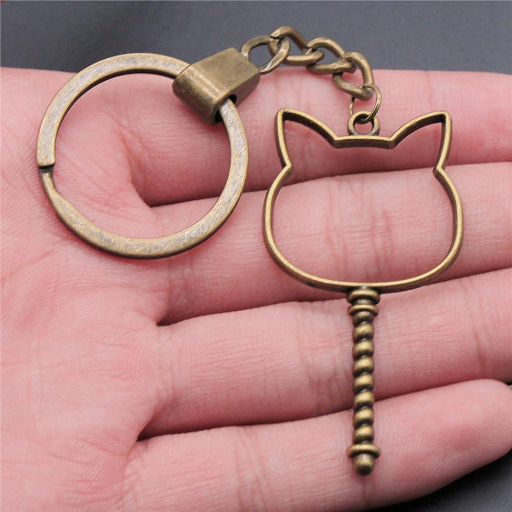 Cat Dog Rabbit Cute Pets Trio Antique Bronze Metal Keychain Best Seller Gift for Animal Lovers