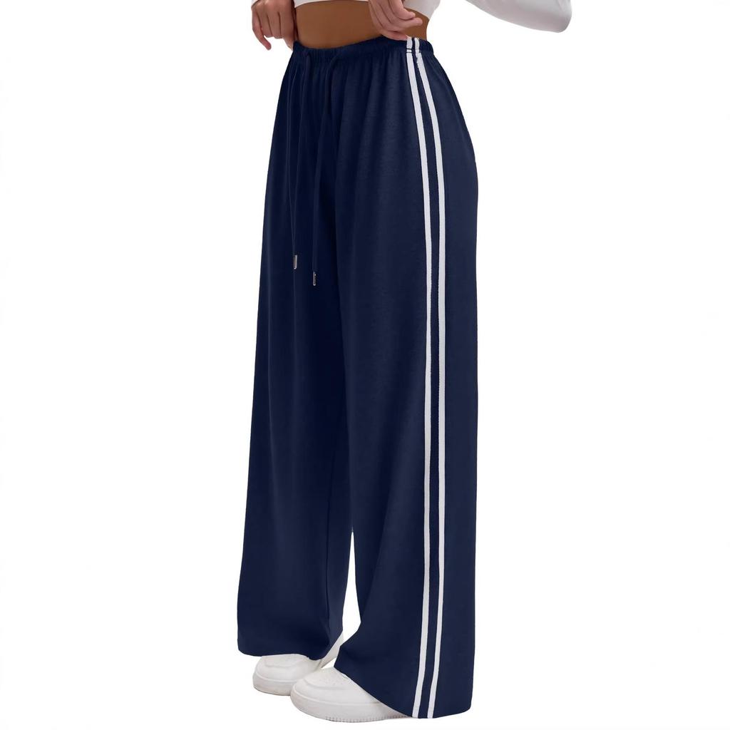 European Side Stripe Wide-Leg Sweatpants: Women's High-Waist Loose Casual Pants