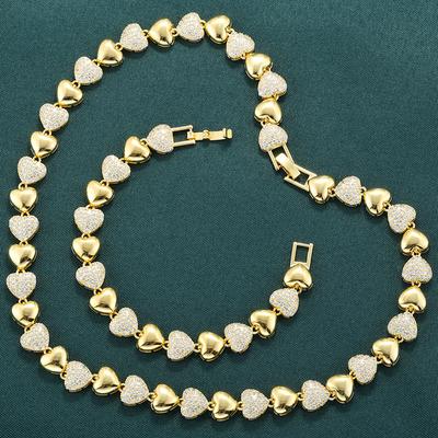 Bracciale Collana Love Splicing Senso Premium Set Gioielli a Forma di Cuore Cuore di Pesca Vl663-664