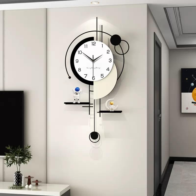 Blorple WM915 Radio-Controlled Pendulum Wall Clock, Stylish and Quiet, Perfect for Room Decor, Bedroom, or Office