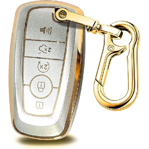 Car Key Fob Cover with Premium Wristlet Fits for Ford F-150 F-250 F-350 F-450 F-550 Raptor Explorer Escape Fusion Bronco Sport Edge Lincoln Corsair