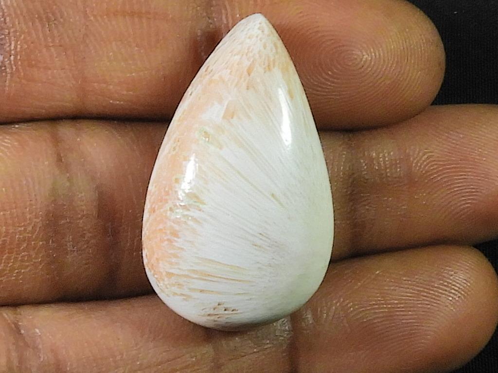 27Cts. Pink Scolocite Pear Healing Crystal Cabochon Loose Gemstone 17X29X9MM SK-2470