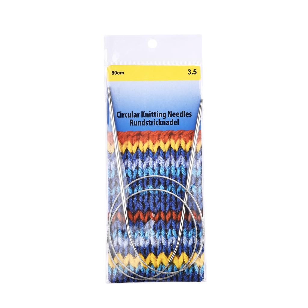 2.0-10mm Sweater Knitting Needle Stainless Steel Ring Needlework 80cm Weaving Circular Knitting Needlework Kits DIY Knitted Tool