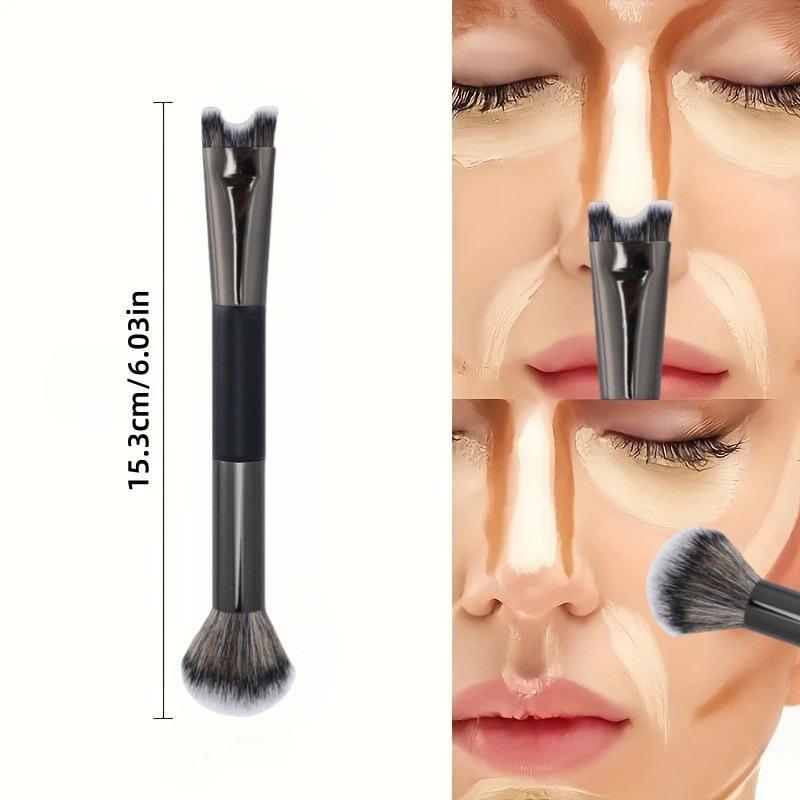 2 In 1 Double Ended U-Shaped Contour Brush Nose Shadow Powder Brush Contour Highlight Brush Multifunctional Face Makeup Brushes
