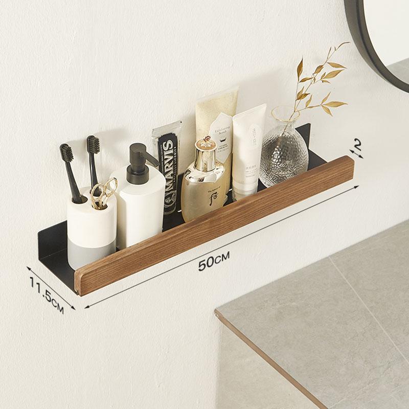 Wood Bathroom Shelving Wall Mounted Toilet Storage Holder Shampoo Shower Storage Rack Aluminum Kitchen Storage Rack White/Black