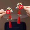 2pcs Bow New Year Tassel Barrettes Plush Ball Embroidered Bow Headwear Hanfu Hair Accessories  Kids