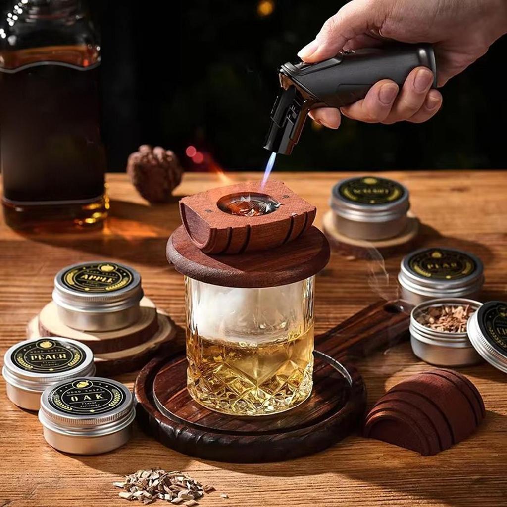 Wooden Whiskey Smoker Infuser Cocktail Smokings Bar Tool Kit Premium Spirits Infuser Perfect Birthday Gift For Family Friends
