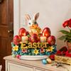 Ostern Tischschild 2D Flach Acryl Hase Ei Etagenständer Ornamente Frühling Indoor Tischaufsatz für Schreibtisch Regal Heimdeko