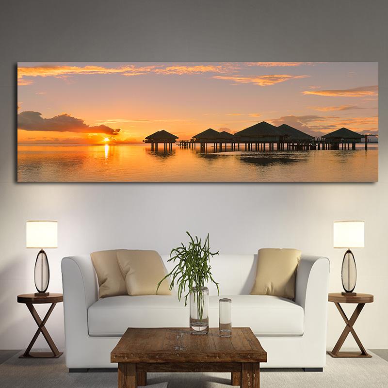 Tableau Sunrise Natural Landscape Posters and Prints on Canvas Art Scandinavian Modern Wall Picture for Living Room Decor