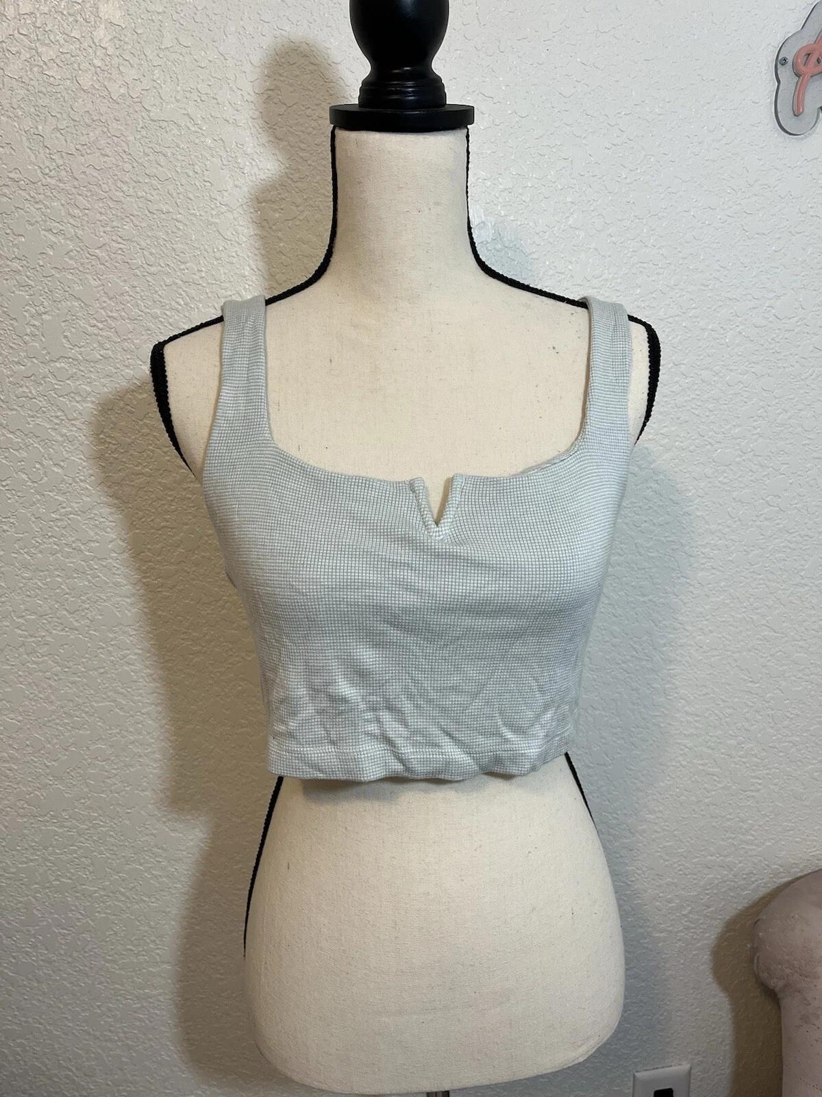 Volcom lived in lounge Lil Knit Top Small Mint Blue Green Crop Cropped Tank V M