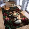 Lion Carpet Surrounded By Flowers Print Rug for Living Room, Bedroom,Office,Large Area,Rug,Stain Resistant Carpet, Fast Shipping