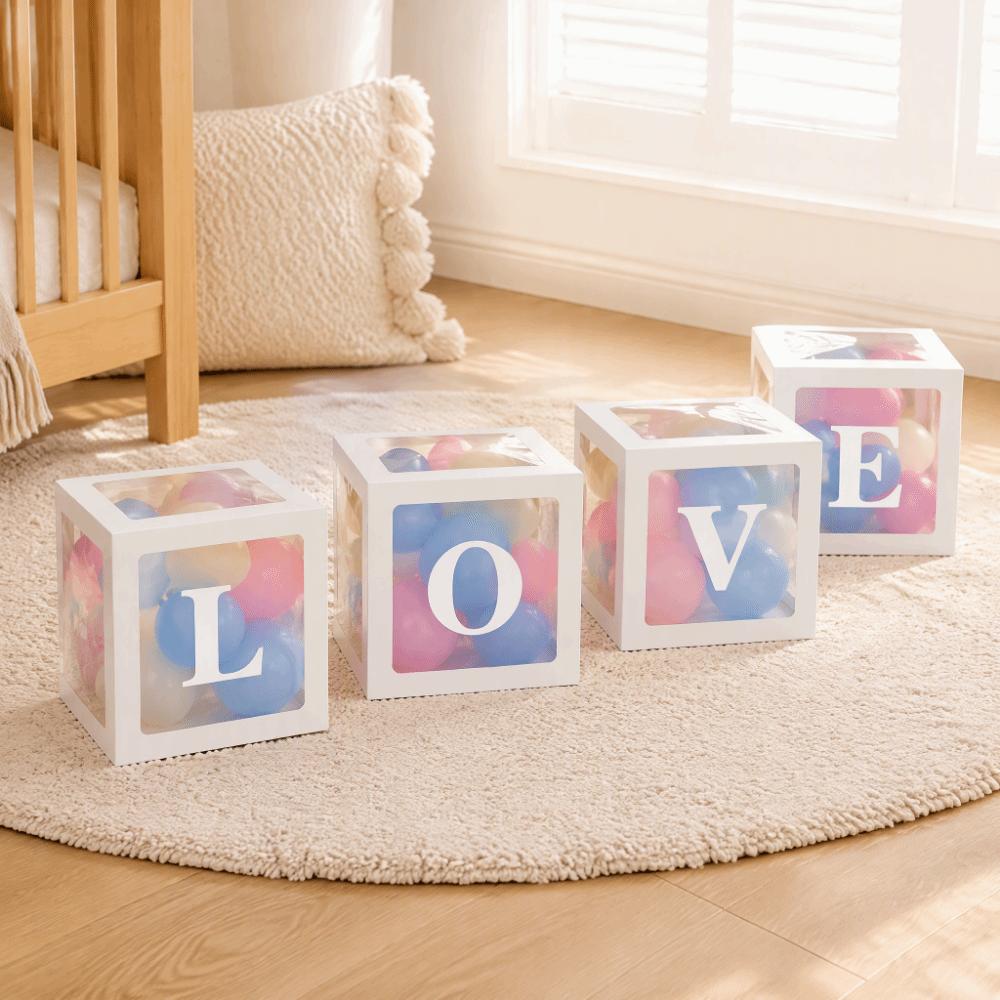 4pcs PVC Paper Surprise Box Transparent Window Balloon Display Box Party Decoration