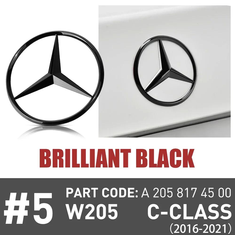JPA3 81mm ABS Tail Star Emblems Black Silver Rear Trunk Star Logo Stickers Badges For Mercedes Benz C450 C43 AMG (W205) A2058174500