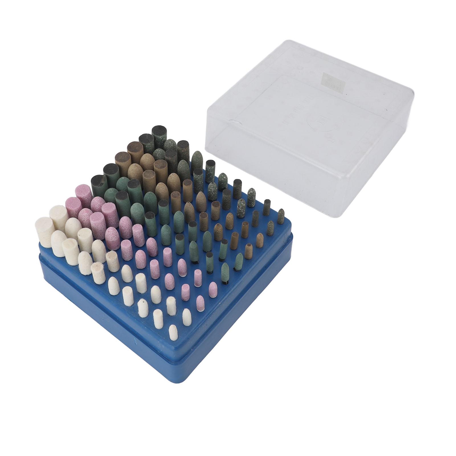 

100Pcs Rotary Polishing Bits 3.0mm Shank Sanding Abrasive Tips Buffing Kits Wool Sesame Rubber Cowhide Abrasive Stone