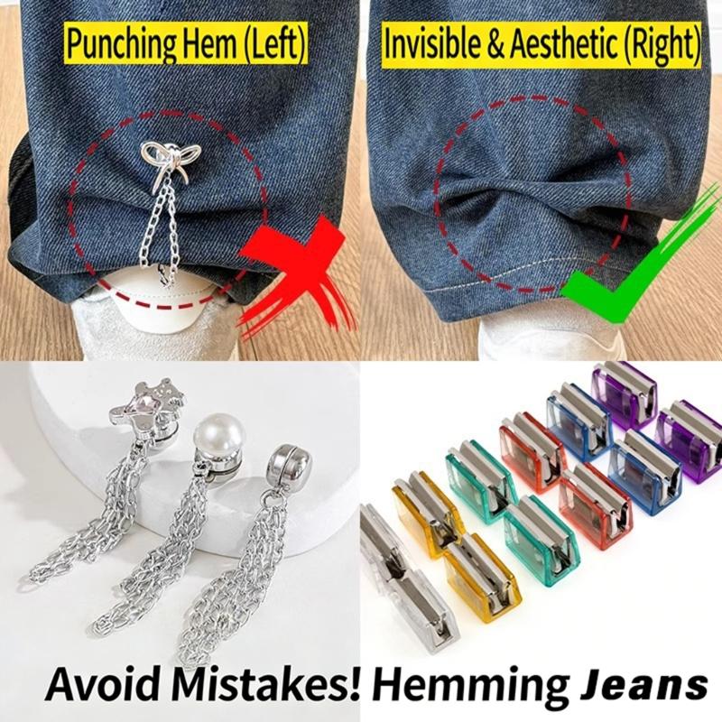 10Pcs Acrylic Pants Length Adjuster Clip Invisible Trouser Pants Shortener Clip for Jeans Pants Trousers to Make Shorter