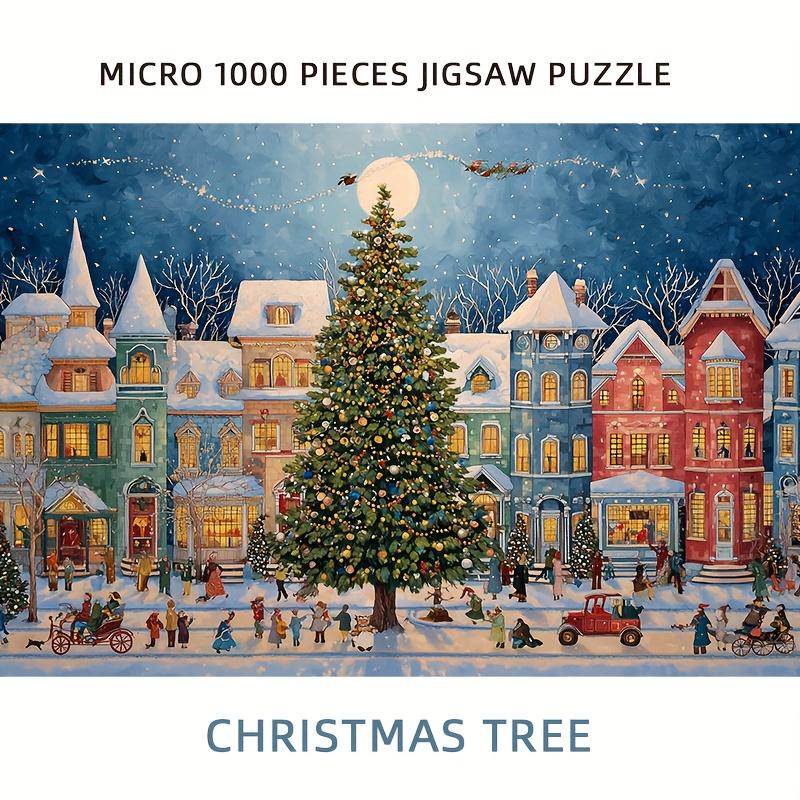 Puzzle de Noël 1000 pièces - Scène de rue hivernale avec arbre de Noël géant, 15x10 pouces Activité familiale Adultes Hobbyistes