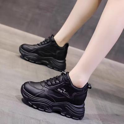 Autumn and Winter New Fashion Trend Single Shoes Casual Height Increase Lace-up Women's Shoes Spring Sports Board Shoes