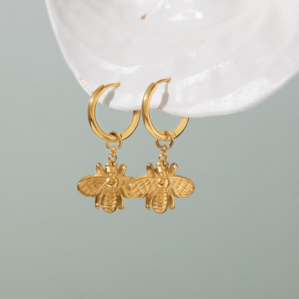 Yori Edelstahl Bienenanhänger Ohrstecker Hell Anti-Allergie Wasserdicht Charme Textur Hohe Qualität Schmuck