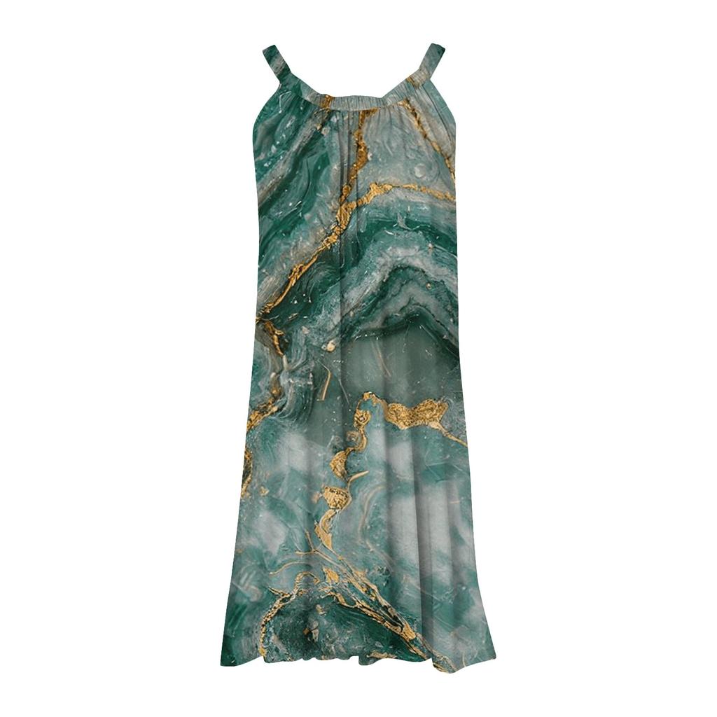 Women's Summer Fashion Beach Casual Gradient Print Sleeveless Hanging Neck Dresses