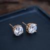Copper-Plated Gold Zircon Hip Hop Stud Earrings: 8mm, Fashionable and High-Quality for Men and Women