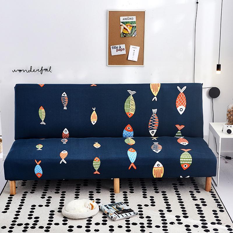 Armless Sofa Cover, Fully Enclosed Integrated Sofa Cover, Foldable Sofa Bed Cover, Fabric, Double and Triple Bed, Dust-proof