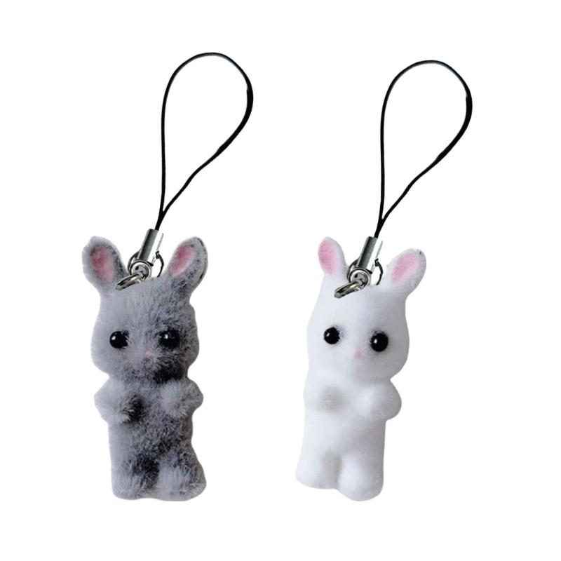

2pcs Eye Catching Animal Keyring Versatile Phone Charm Plush Couple Bag Pendant Keychain Accessory for Handbag Ornament 1