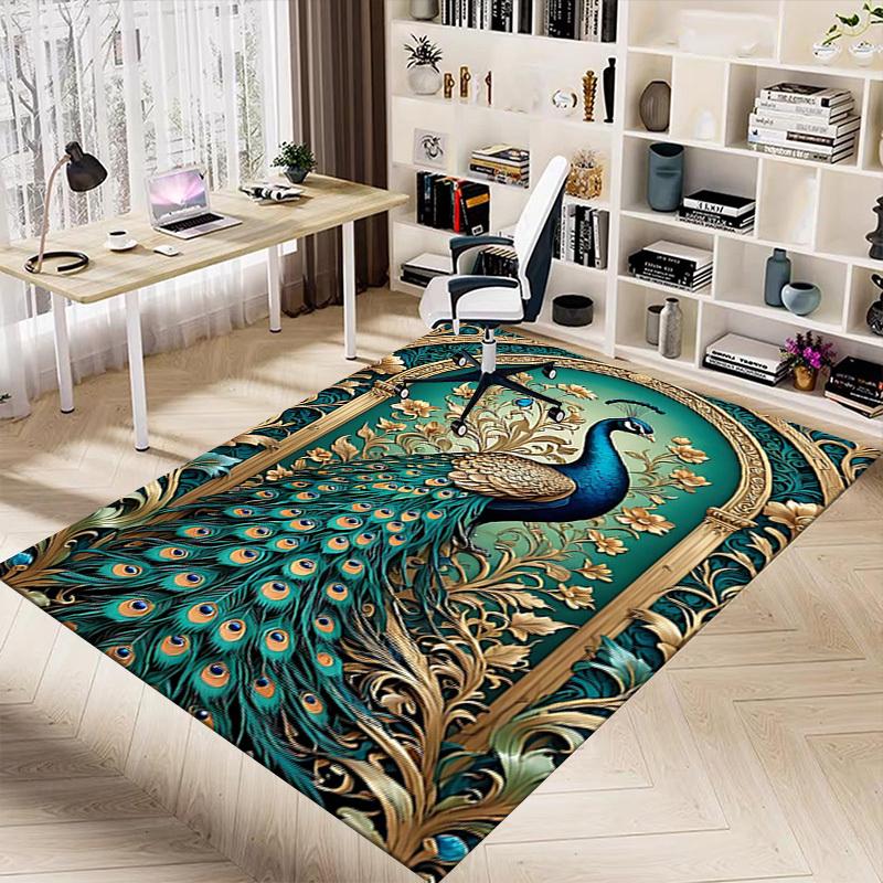 1PC peacock, floral Extra Large Non Slip Floor carpet, Office, family, Studio Large Area Rug Indoor Rugs, Bold Statement Piece
