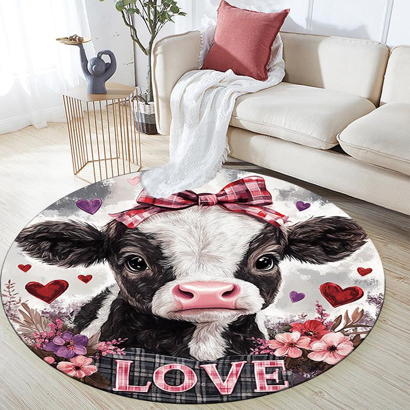 Calf Round Area Rug,Carpet Rug for Living Room Bedroom Sofa Playroom Decor,Non-slip Floor Mat
