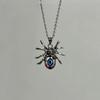 Personality Gothic Spider Colorful Glass Eyeball Pendant Necklace for Women Hallowmas Hip-hop Punk Jewelry Accessories Gifts