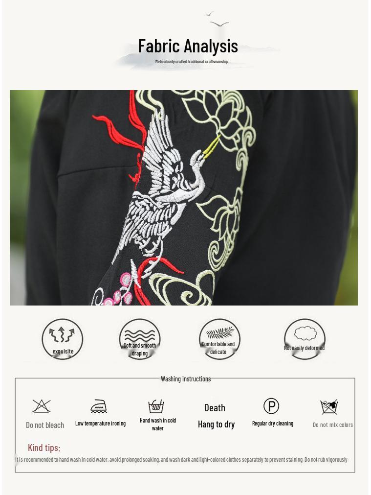 Black Plus Size Men's Crane Hanfu Set: Autumn/Winter Swordsman Scholar Outfit